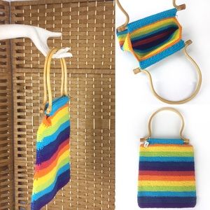 Earthbound Trading Company Crochet Rainbow Bag NWT